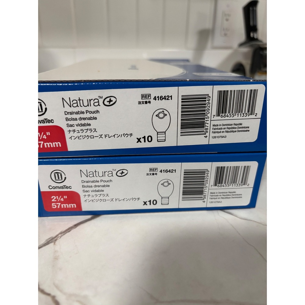 2 Pack ConvaTec Natura Drainable Pouch 2 1/4 57mm 416421 10ct Box